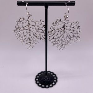 Silver-Tone Reef Rhinestone Dangle Earrings